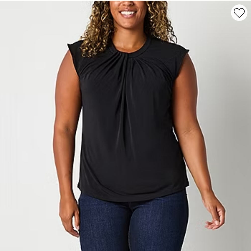 Liz Claiborne Black Ruched Sleeveless Blouse